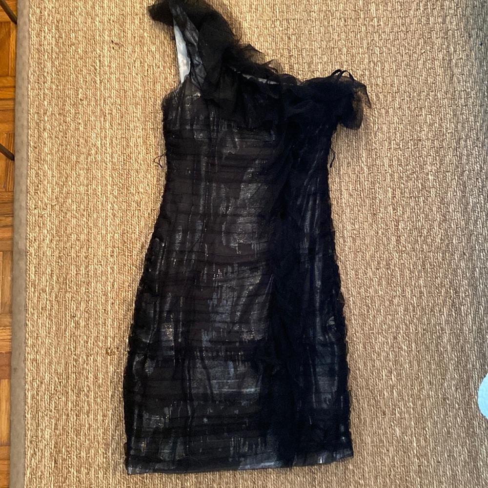 BCBG Mac Azria one shoulder cocktail dress, size 8.